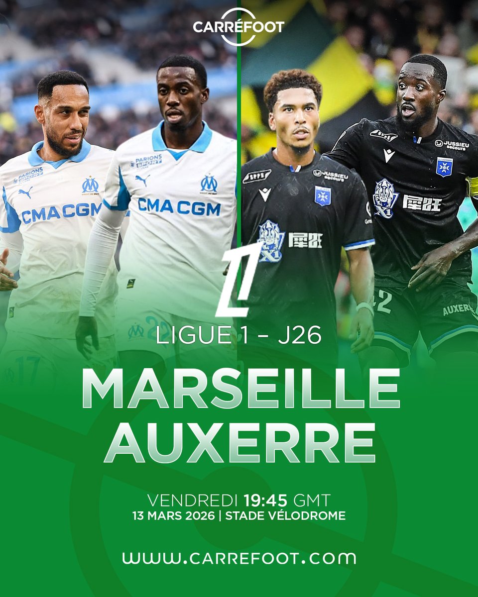 Carre_foot's tweet photo. Installé à la 3e place du classement après son succès à Toulouse, l’OM veut confirmer devant son public pour consolider sa position dans le haut du tableau.
Mais Auxerre, en difficulté dans la lutte pour le maintien, tentera de créer la surprise.
#Ligue1 #OM #Auxerre #Carrefoot https://t.co/IipfU7C3jN