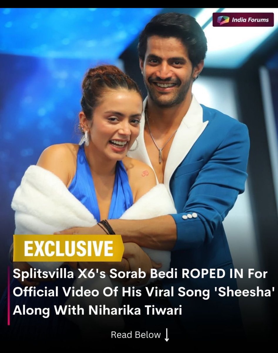 SatyavadiLadki's tweet photo. 🚨🚨🚨🚨🚨
Splitsvilla X6’s Sorab Bedi ROPED IN for official video of his viral song ‘Sheesha’ along with Niharika Tiwari.
.
.
.
#SorabBedi #NiharikaTiwari #Sheesha #SheeshaSong #Splitsvilla #SplitsvillaX6 #MTVSplitsvilla #SplitsvillaCouple #SorabXNiharika #MusicVideo #ViralSong #Sorika