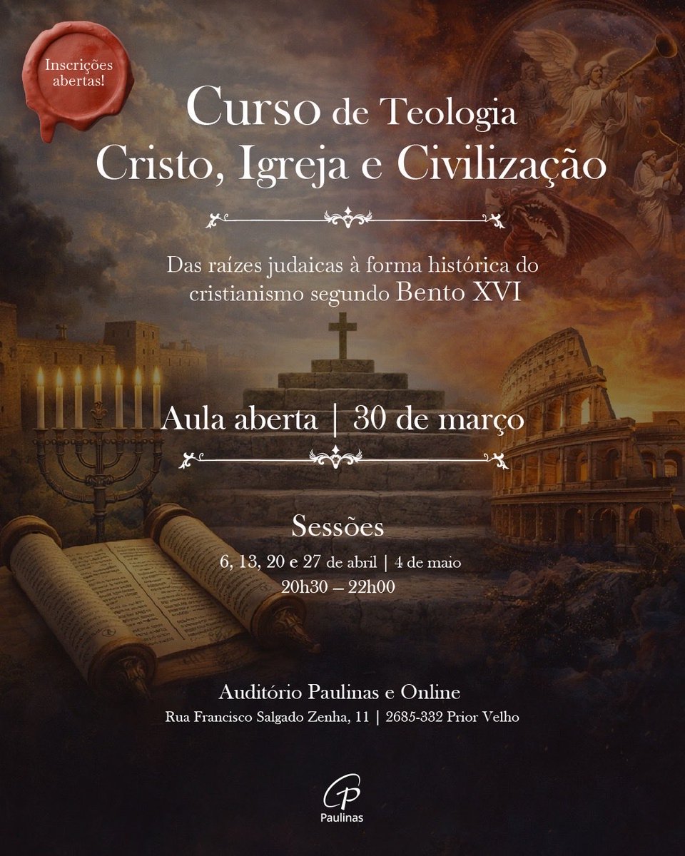 PaulinasEditora's tweet photo. Curso de Teologia - Cristo, Igreja e Civilização 

👉OFERTA da propina para inscrições feitas até ao dia 20 de março.

Saiba mais em: https://t.co/PPZ2p82TWw https://t.co/UWGBaVfew7