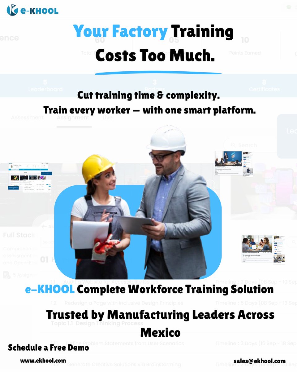 EkhoolLMS's tweet photo. Factory training costs too much?

Reduce manufacturing training costs in Mexico with a powerful LMS built for factories and industrial teams.

Manufacturing companies in Mexico are transforming workforce development with digital training solutions.

🌐 https://t.co/CAfeaSFGKO https://t.co/4MeaptdanA