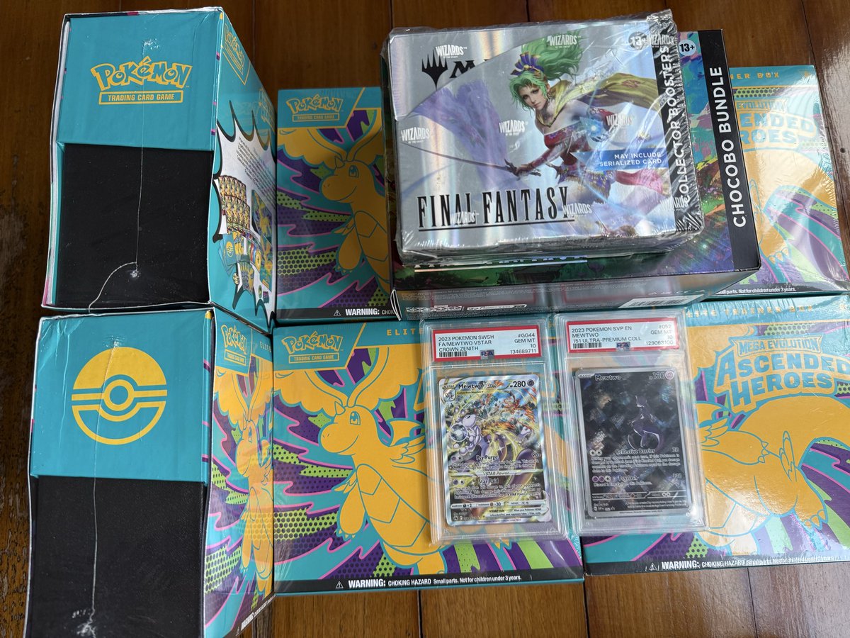 Couldn’t find much PSA10 Mewtwos in this Card show but Ascended Heroes ETB prices have gone down enough for me to buy them. I just had to pick out damaged boxes for that sweet discount.🤣

(No MSRP drops in my country so I had to feed scalpers)

#PokemonTCG #ポケカ
