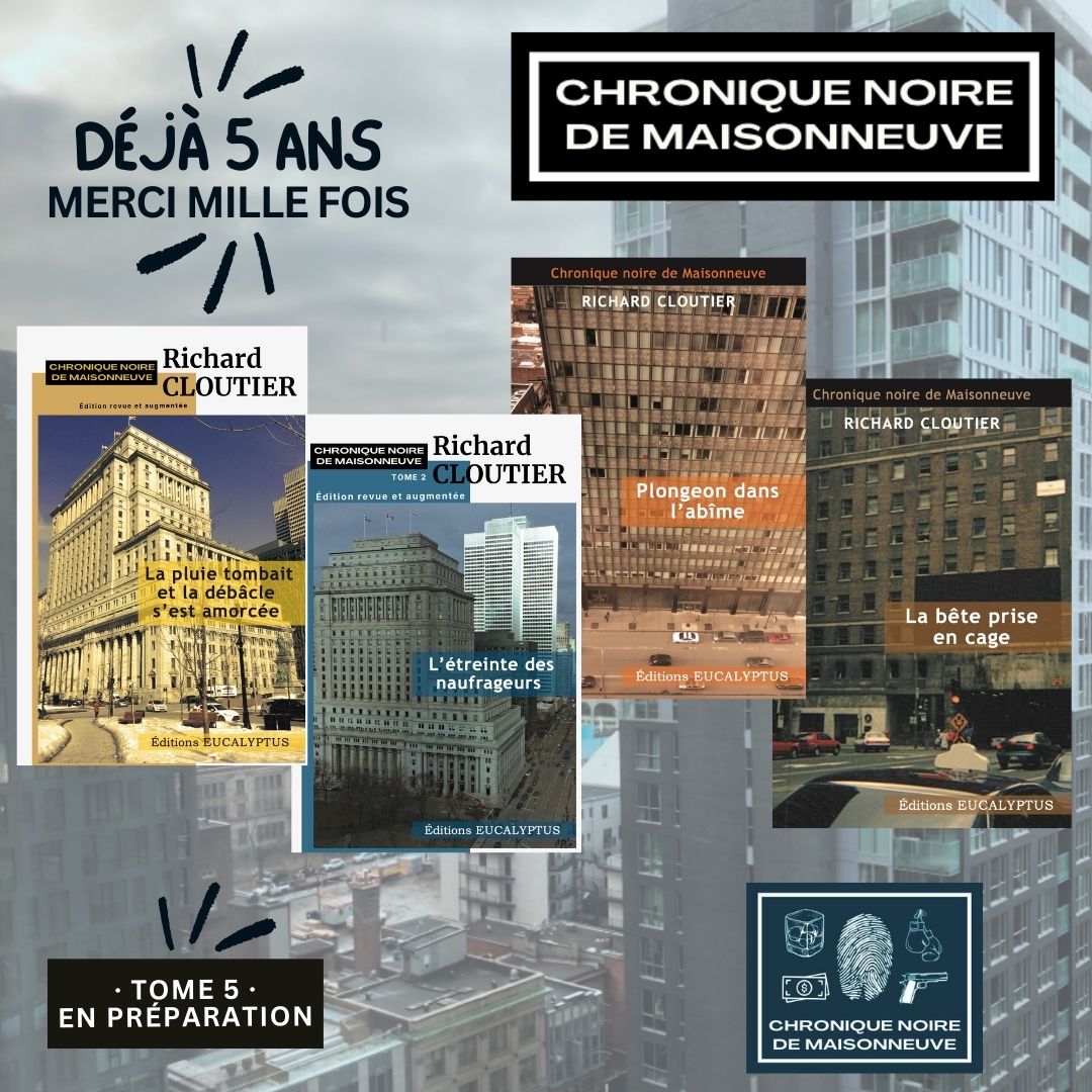 🖤 13 mars 2021 → 13 mars 2026.

5 ans. 4 tomes. Une ville fictive née d'une uchronie.
Maisonneuve n'a pas été annexée par Montréal — elle l'a annexé.

Et le tome 5 est en préparation.

Merci à ceux qui ont suivi depuis le début.
linktr.ee/richardcloutie…

#RomanNoir #PolarQC