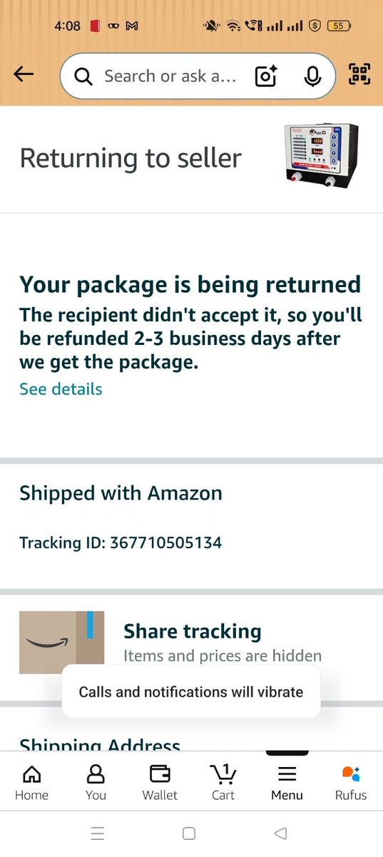 arya_subhaa's tweet photo. @amazonIN @AmazonHelp

Waited 7 days for my prepaid order only to see it marked “rejected by customer.” This is false — the delivery agent never called or attempted delivery. I even tried calling him but he didn’t pick up.

Unacceptable service. Please look into this! https://t.co/XW4JPGDQaQ