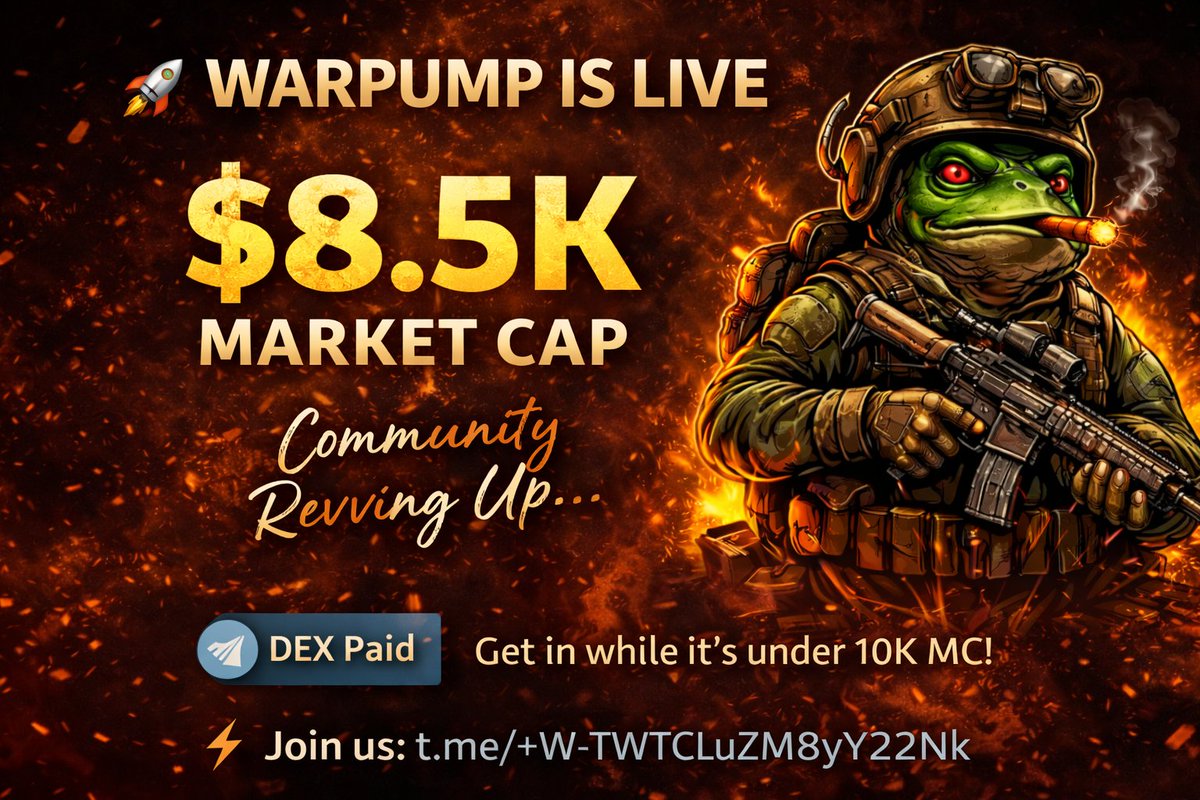 Warpump1's tweet photo. 🚀 WARPUMP UPDATE

$8.5K MC
DEX Paid ✅
DEX BOOST LIVE 🔥

Momentum building.

Still under $10K market cap.

Early believers are loading.

Join the community:
https://t.co/4c7TLTIxmb https://t.co/kMjZc0zuzQ