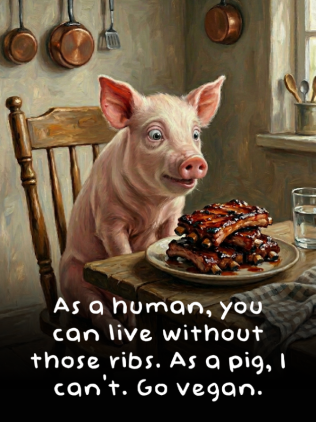 teamveganfta's tweet image. We don't pay the ultimate price for animal products... Animals do. 💔 If we did, maybe we'd think differently. 🤔

#ribs #pigs #veganshare