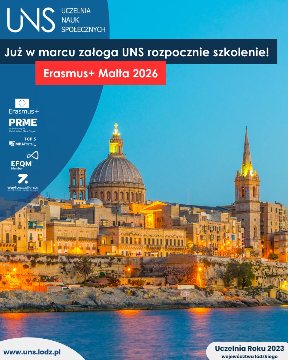 StudiaUNS's tweet photo. 🌍 W marcu kadra UNS rusza na Staff Week na Maltę w ramach Erasmus+! 🇲🇹 Trzymamy kciuki! ✈️ #postawnarozwójzUNS #uczelnianaukspołecznych https://t.co/u8BfYtj0Qg