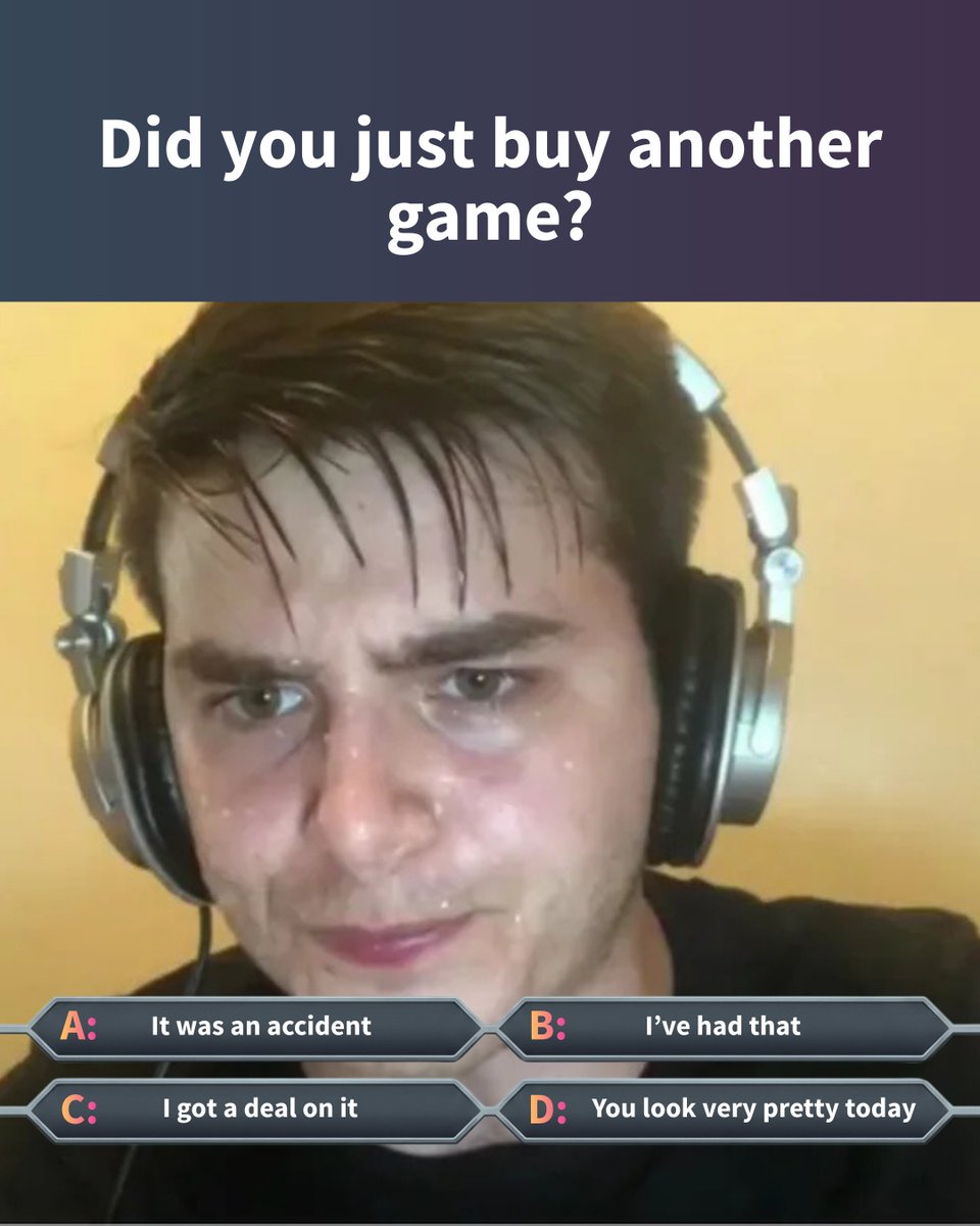 gportalint's tweet photo. Sweating intensifies 😰

Your partner asks the ultimate question. What’s your go-to defense?

A) The Clumsy Click
B) The Gaslight
C) The "Economist"
D) The Flatterer

Drop your choice below! 👇

#GamingMemes #Relatable #PileOfShame #SteamBacklog https://t.co/AoB4UIinAh
