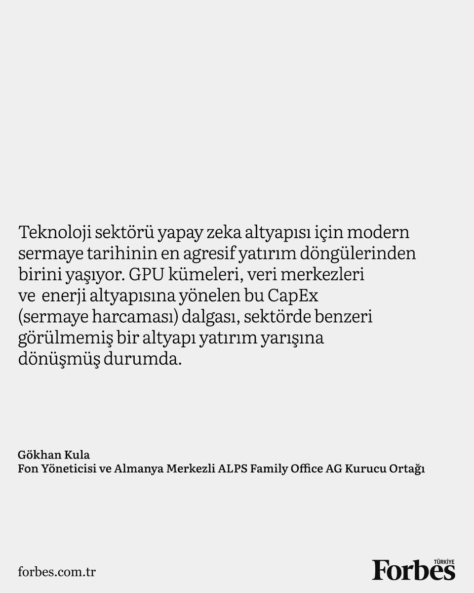 Gökhan Kula, teknoloji devlerinin yapay zeka altyapısına yönelttiği dev yatırım dalgasını, GPU kümeleri ve veri merkezlerine akan milyarların teknoloji sektöründe yeni bir altyapı yarışını tetiklemesini, Apple’ın ise bu yarışın dışında kalan stratejisi hakkında yazdı.