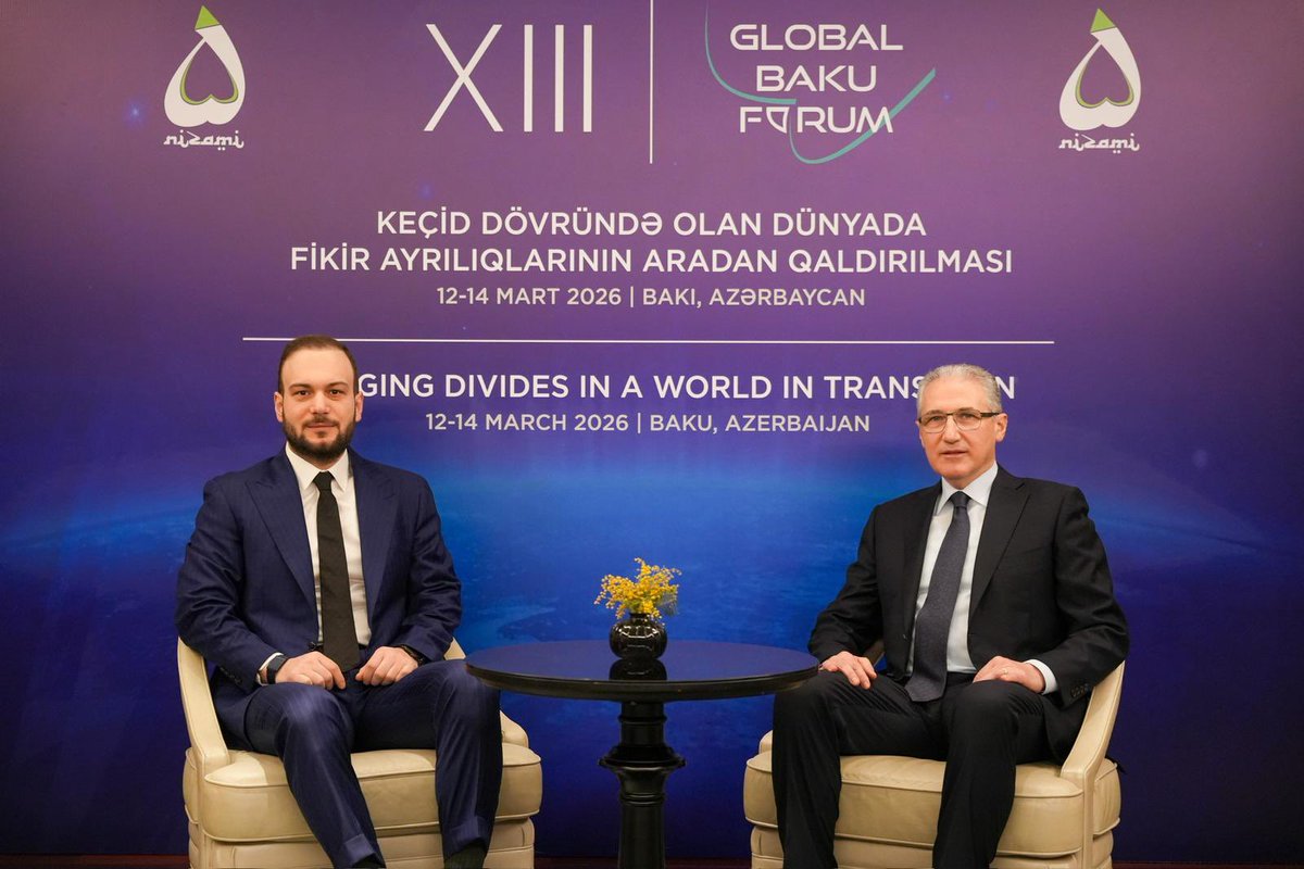 ArpadaraiNigar's tweet photo. It was a pleasure to meet COP29 President  @Mukhtar_Babayev and COP31 Climate High-Level Champion @samedagirbas on the sidelines of the Global Baku Forum.

We discussed the importance of working together to advance climate action. Strong collaboration is key to addressing challenges and building a sustainable future. 🌍