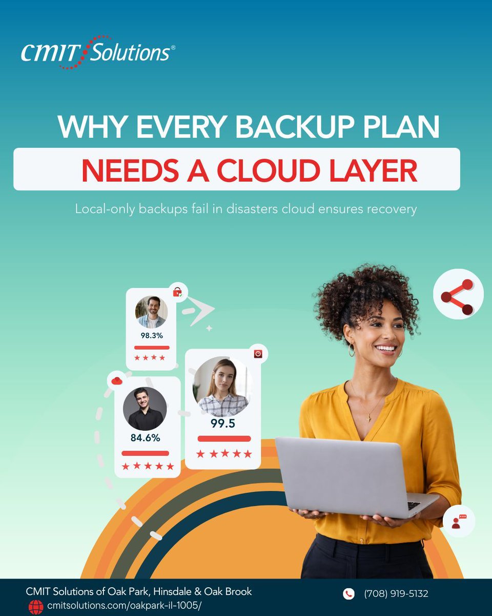 Fires, floods, and ransomware take out local systems fast. Cloud backup gives your business continuous protection and rapid recovery. We configure encrypted, versioned backups for every client. Visit cmitsolutions.com/oakpark-il-100… or call (708) 919-5132 #cmitsolutions #CloudBackup