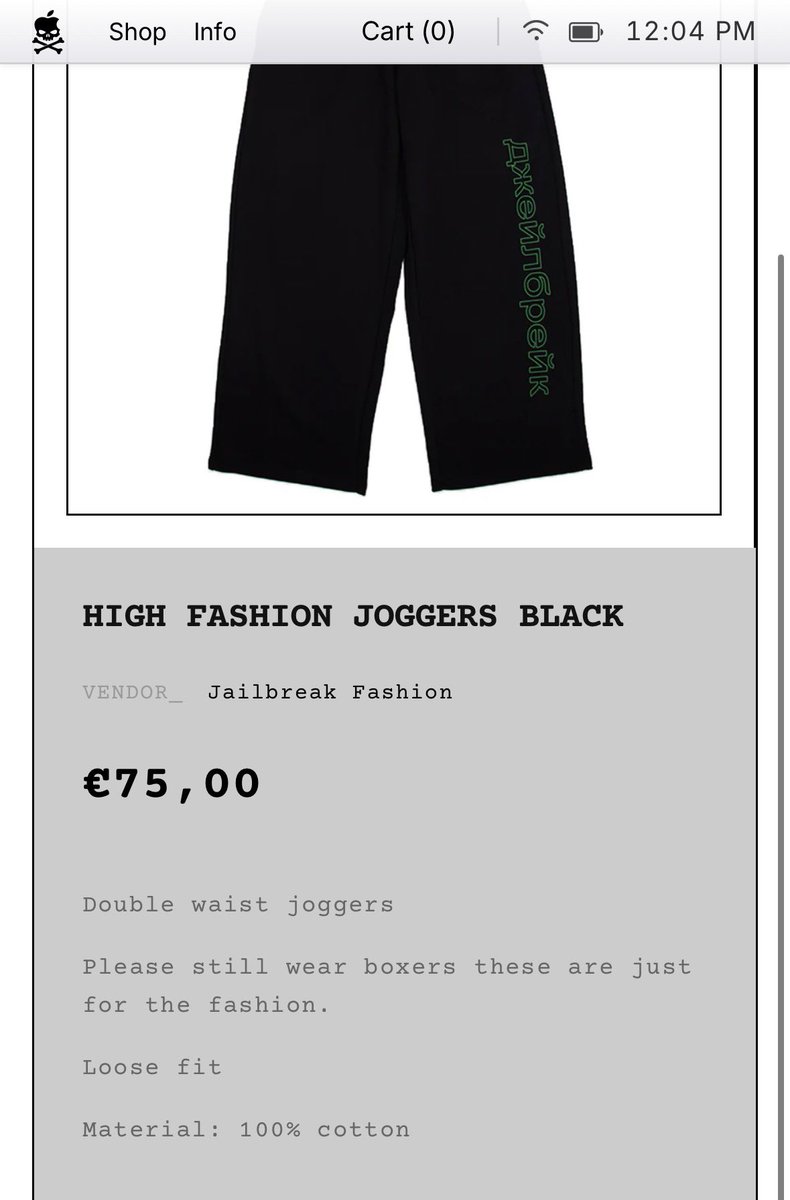 Descriptions under jailbreak fashion items are so funny he is so funny