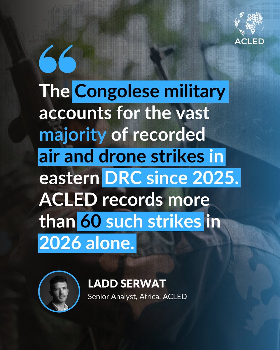 ACLEDINFO's tweet image. Drone strikes in #Goma killed several civilians, including a French humanitarian worker — but who launched it? While the drone or missile type and launch point remain unclear, ACLED data points to likely involvement by the Congolese armed forces (FARDC). 🔎acleddata.com/expert-comment…