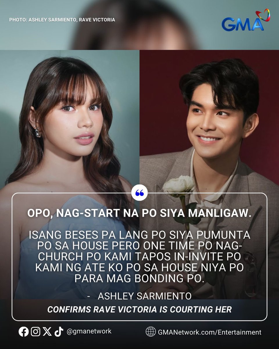 gmanetwork's tweet photo. Sweet revelation! 💗

Ashley Sarmiento confirms that Rave Victoria has started courting her during her interview on ‘Fast Talk with Boy Abunda’. ✨

#KapusoTalks 
#AshleySarmiento #RaveVictoria https://t.co/kQ7UdLGgyz