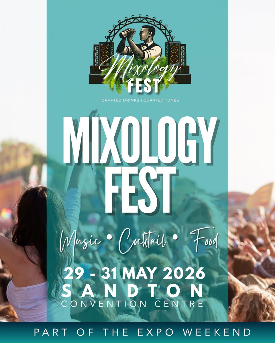 Mixology_Fest's tweet photo. Introducing Mixology Fest. 

A vibrant  indoor &amp; outdoor lifestyle festival of music, crafted drinks, great food and good vibes.

📅29–31 May 2026 
📍Sandton Convention Centre

Taking place alongside The Cannabis Expo &amp;  The Vape Expo.

Three experiences. One destination. https://t.co/IiKkxBCqaQ