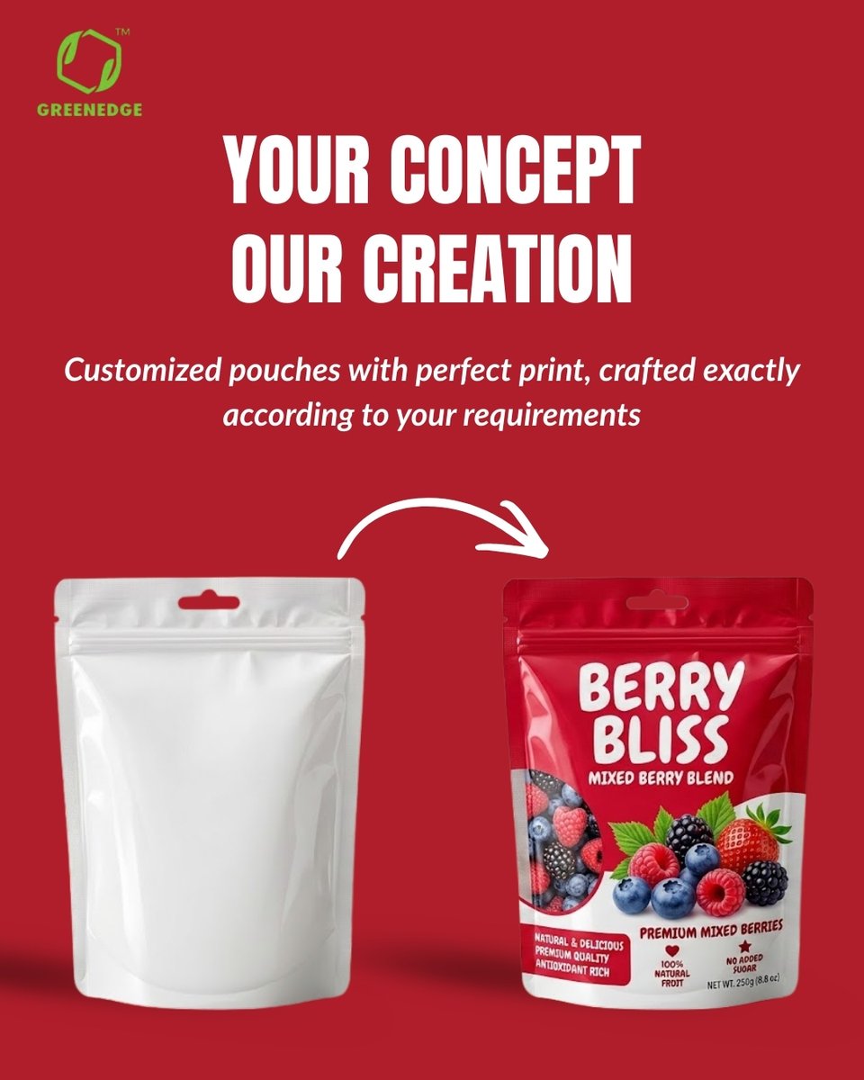 GreenEdge_eco's tweet image. Your concept, our creation. ✨

From idea to impactful packaging—Greenedge delivers customized pouches with precision printing designed for your brand’s shelf appeal.

#CustomPackaging #StandUpPouches #FlexiblePackaging #PackagingDesign #BrandPackaging #greenedge