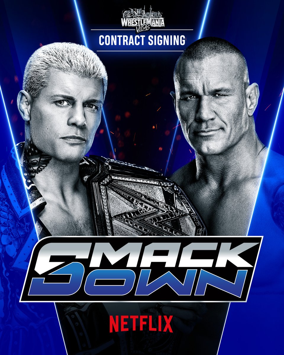 WWEAustralia's tweet image. Today on #SmackDown

🔥 Cody Rhodes &amp;amp; Randy Orton sign the contract for their WrestleMania Title Match
🎤 Three-time GRAMMY Award winner Jelly Roll returns to SmackDown
👑 Jade Cargill vs. Michin

📺 11AM AEDT on @NetflixANZ
#WWEAustralia