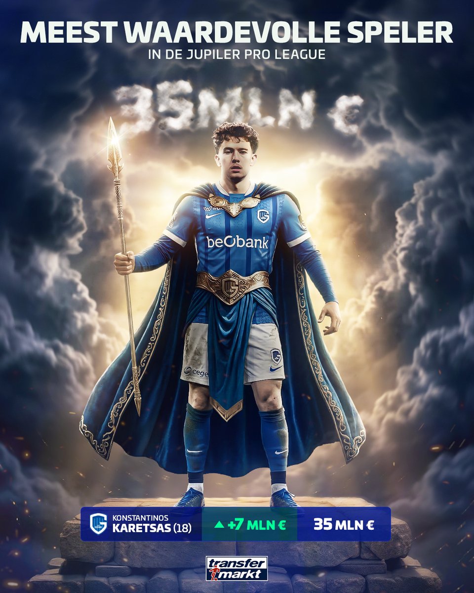 BartTamsyn's tweet photo. Kos Karetsas is meeste waardevolle speler ooit in de Jupiler Pro League na de update van de marktwaarden op @Transfermarkt! @KRCGenkofficial 

Bekijk hier alle nieuwe marktwaarden: https://t.co/FaJG8yROYt https://t.co/9eqNtTL1KK