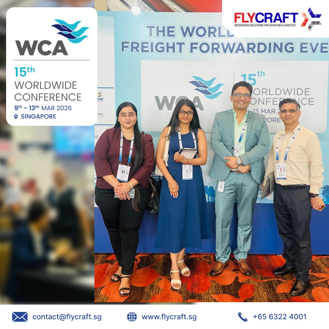 flycraftsg's tweet image. 🌍 Connecting Globally at WCA 2026!

Flycraft is proud to attend the 15th WCA Worldwide Conference in Singapore, meeting global freight forwarders and logistics leaders to explore new opportunities in aviation &amp;amp; logistics. ✈️🚢

#WCAWorldwide #Flycraft #FreightForwarding