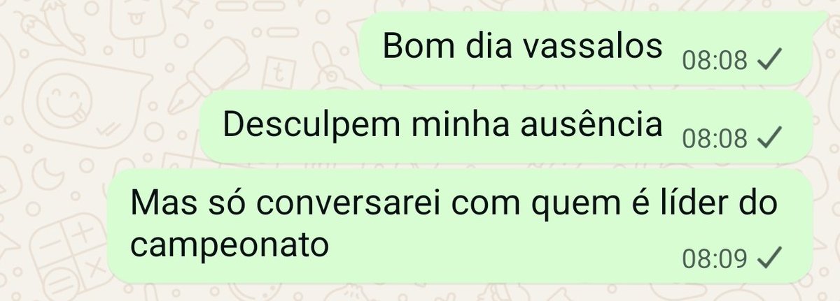 São Paulo sem ganhar um campeonato brasileiro desde 2008 assume a liderança na quinta rodada.

Eu nos grupos de whatsapp: