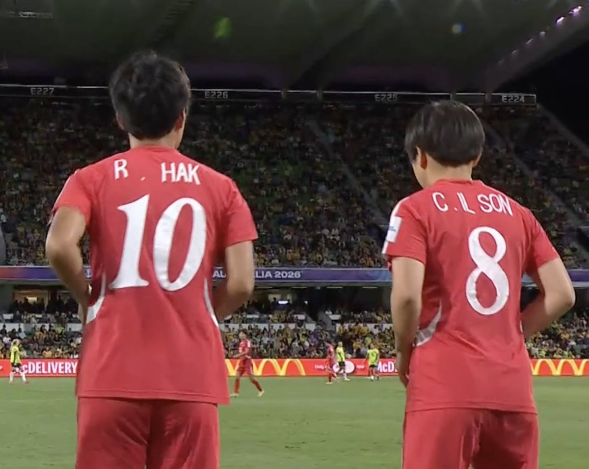 Some interesting kerning on some of those North Korean jerseys… 
#AUSvPRK
