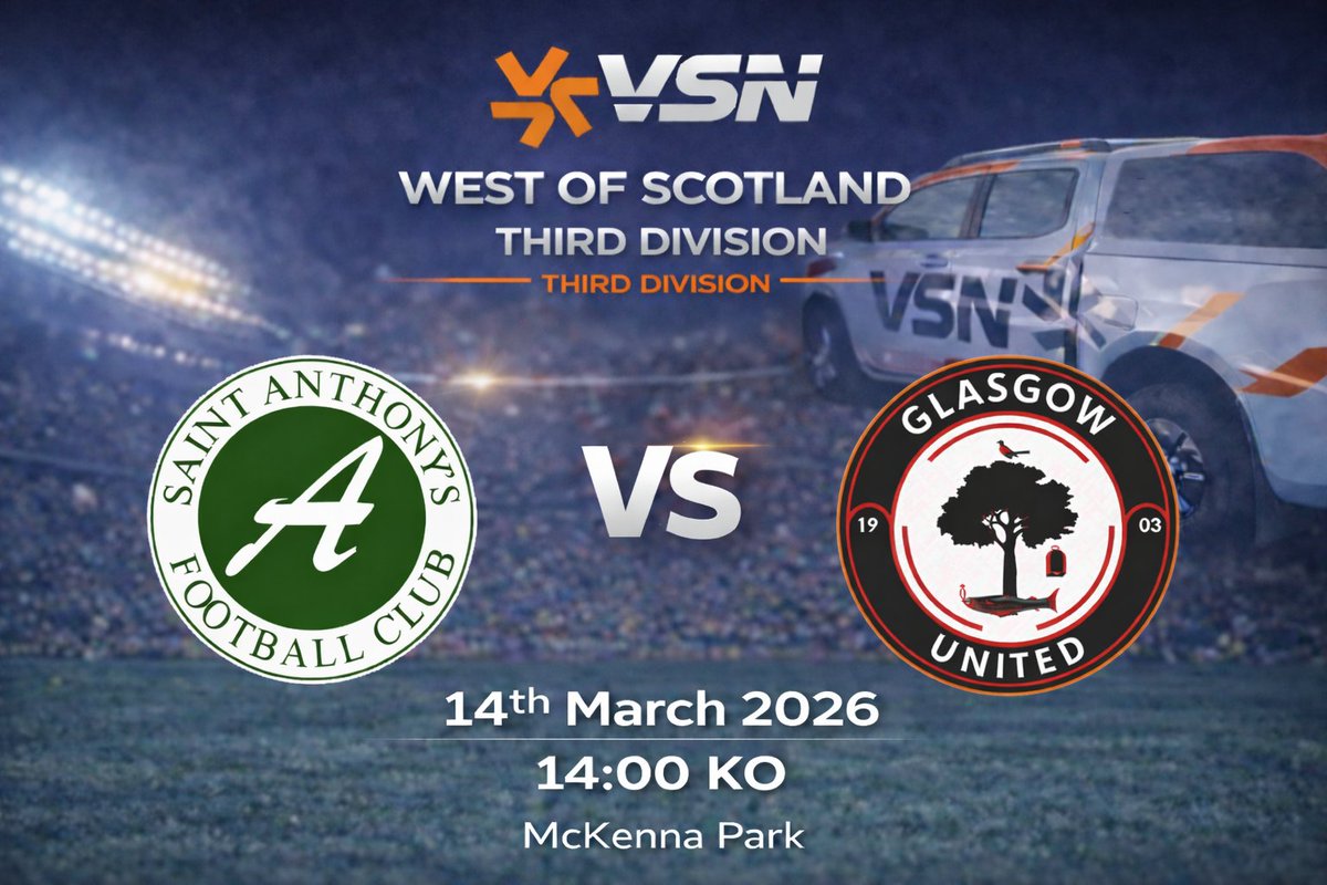 vsnsport's tweet image. This weekend, weather permitting, I have a trip to sunny Govan for @OfficialWoSFL 3rd Division clash at McKenna Park. Get along to support your local team! 

⚽️ @SaintAnthonysFC vs @GlasgowUnitedFC 
📍 McKenna Park, Govan
⏲️ 14.00 KO 
🍾 Presented by Gaz! 

#vsnsport #fueledbyvsn