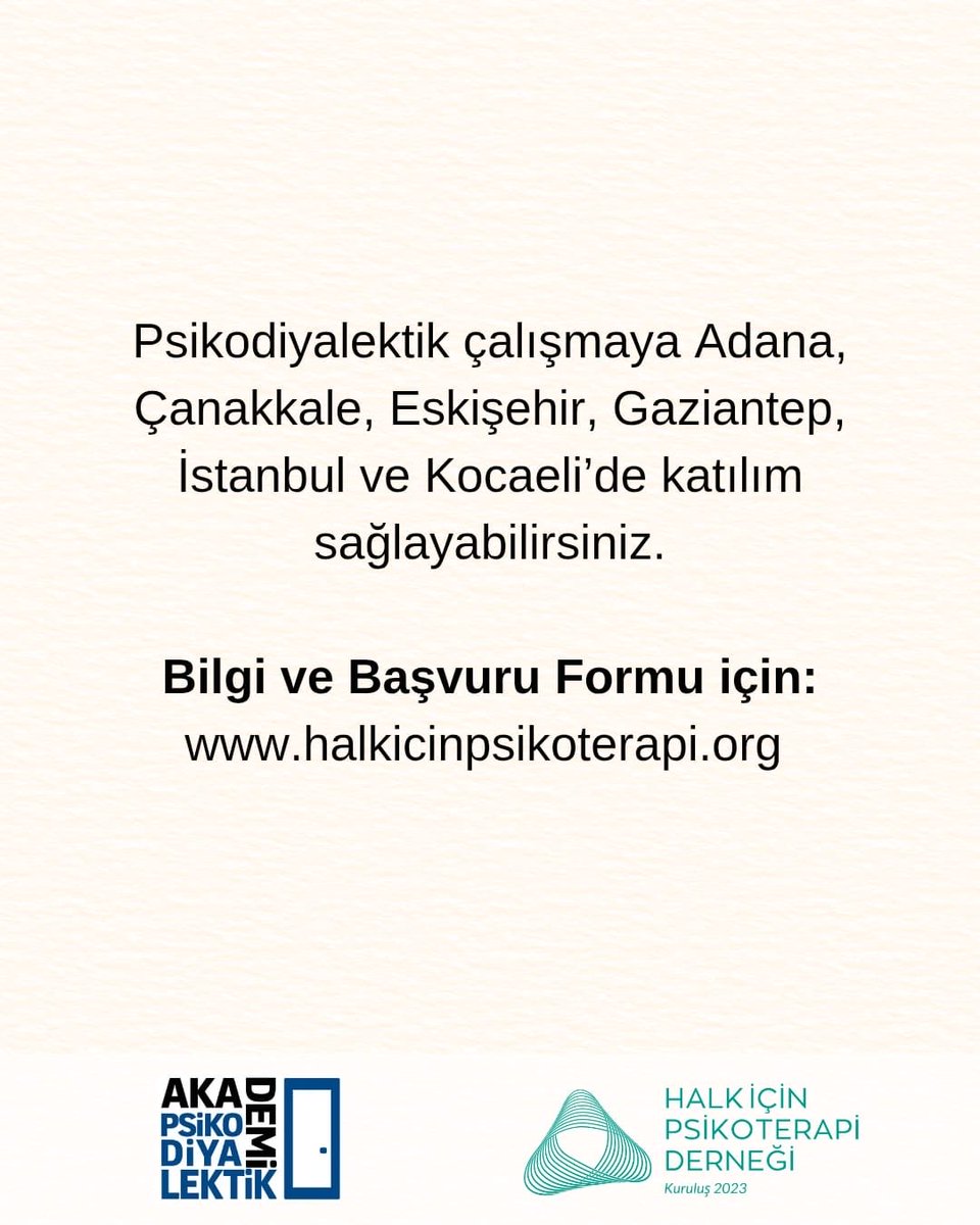 neden psikoterapi değil de psikodiyalektik çalışma diyoruz?
#psikodiyalektik #halkiçinlik
#eşitlikçilik #Hegel #Freud #Klein
#grupruhsallığı 

<a href="/AkdmPskdylktk/">Akademi Psikodiyalektik</a> <a href="/HalkPsikoterapi/">Halk İçin Psikoterapi</a>