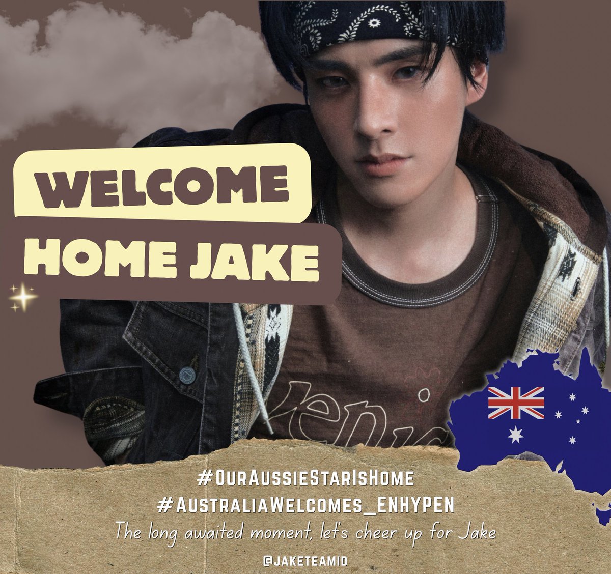#.TagParty

We are super excited for Jake to enjoy his long awaited moment in Australia, his home. First ever homecoming after his debut, please give him and enhypen the warmest welcome!

WELCOME HOME JAKE 
#OurAussieStarIsHome #AustraliaWelcomes_ENHYPEN
#JAKE #제이크
