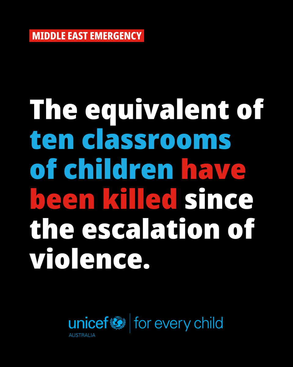 unicefaustralia's tweet photo. Since 28 February, more than 1,100 children have been reported injured or killed in the violence. Nothing justifies the killing and maiming of children, or the destruction and disruption of essential services that they depend on.

Read our full statement: https://t.co/D5zuKlWmru https://t.co/MnzYyJp3JT