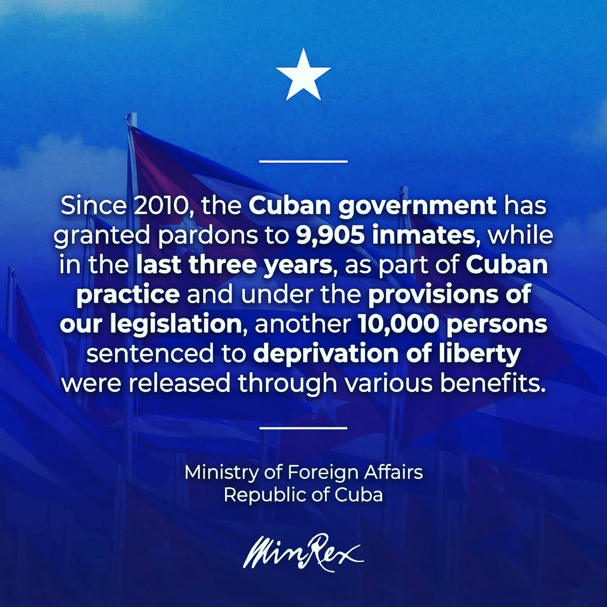 EmbaCuba_UK's tweet image. Communiqué from @CubaMINREX 🇨🇺
The Government of #Cuba announces the release of 51 individuals, reflecting our historical communication and fluid relations with the #Vatican, and coinciding with the proximity of Holy Week.