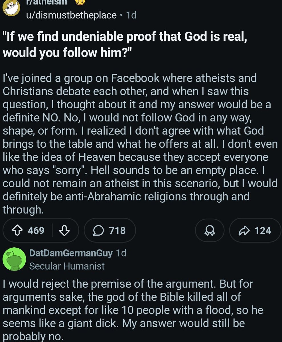What's this weird Atheist fantasy where they meet God and reject him because he doesn't meet their 21st century reddit chungus morality