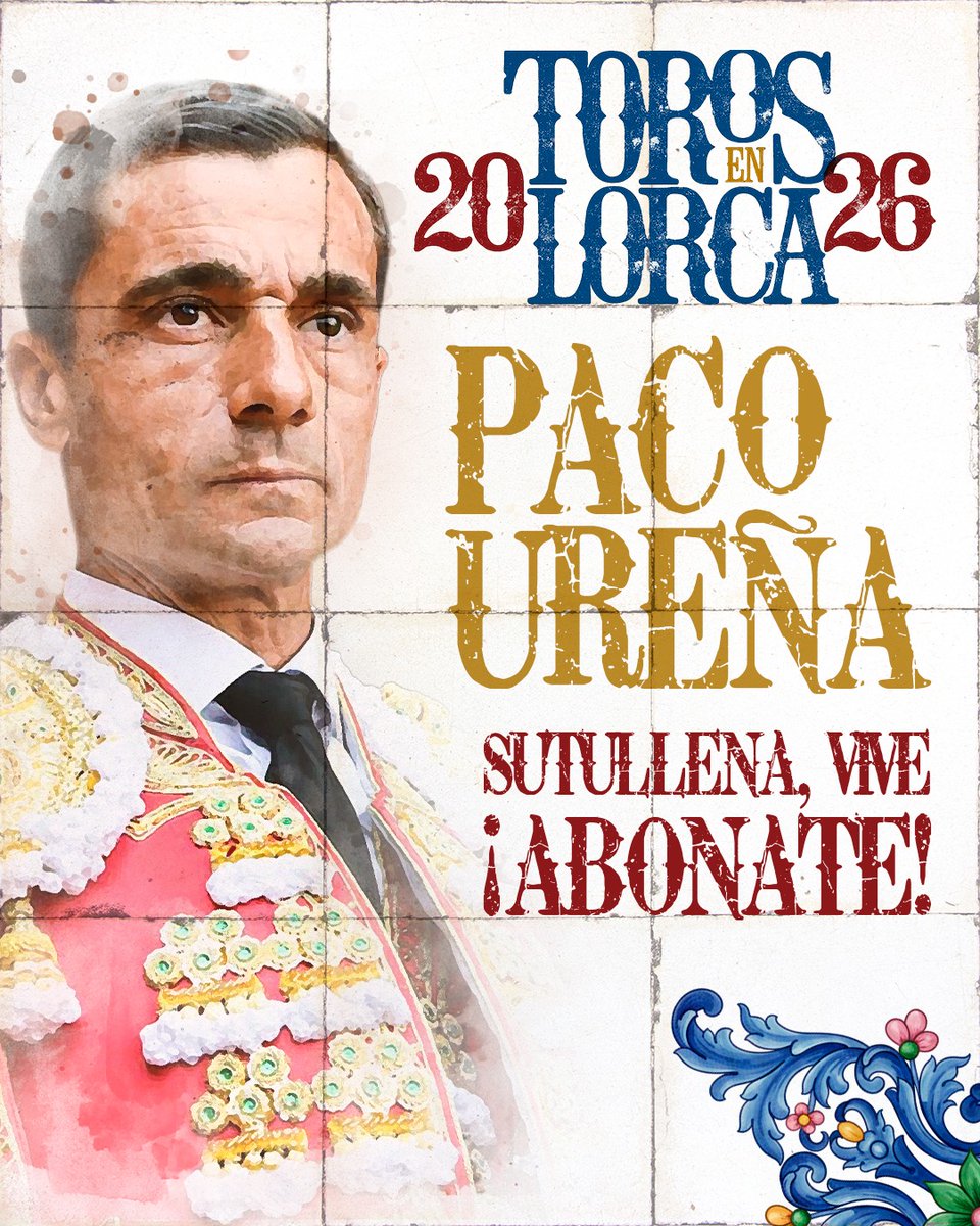 PACO UREÑA, doblete en la temporada de #Sutullena en el año de conmemorar sus 20 años de alternativa. Pureza y ejemplo.

🚨 Compra ya tus 𝗔𝗕𝗢𝗡𝗢𝗦 en las Taquillas del Teatro Guerra.

📲🎟 Venta online: bacantix.com/entradas/webfo…

#Unlujodetemporada 
#SutullenaVive