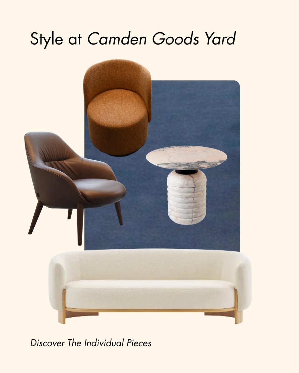 InsideOutLtd's tweet image. Step inside a stylish vision at Camden Goods Yard.

This curated selection of statement pieces creates a refined, homely setting.

Featured pieces: Zeus Side Table, Hug Sofa, Amora Lounge Chair &amp;amp; Ambrose Lounge Chair.

Discover more - insideoutcontracts.com/projects/camde…

#FurnitureDesign
