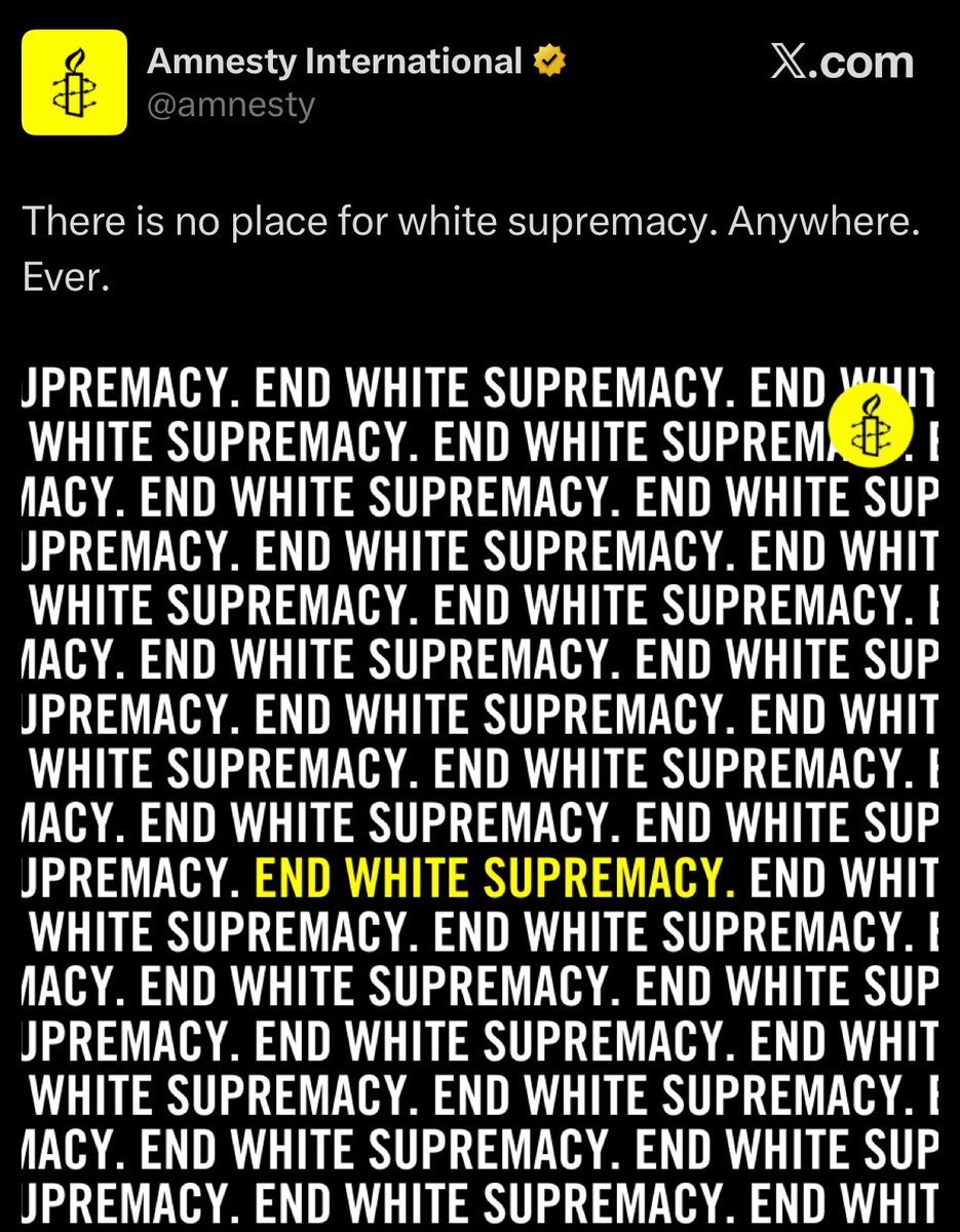 Amnesty International hates White people. 

Never donate money to this anti-White organization.