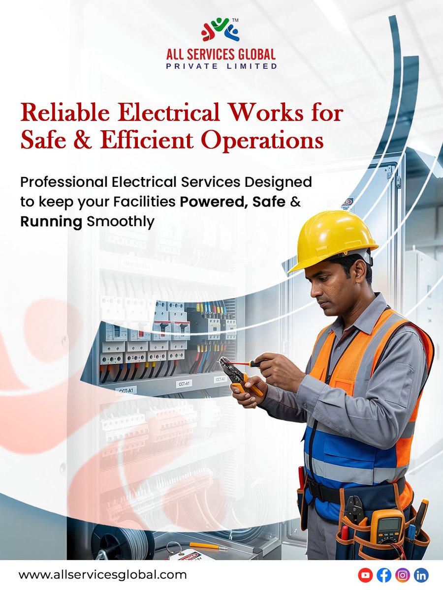 asg_official_'s tweet image. ⚡Power your Facilities with Professional Electrical Services🔧 Designed for Safety, Efficiency &amp;amp; Uninterrupted Performance 🌟

📞 22 4063 7777 | 🌐allservicesglobal.com

#AllServicesGlobal #ElectricalMaintenance #ElectricalServices #FacilityManagement #ElectricalEngineering