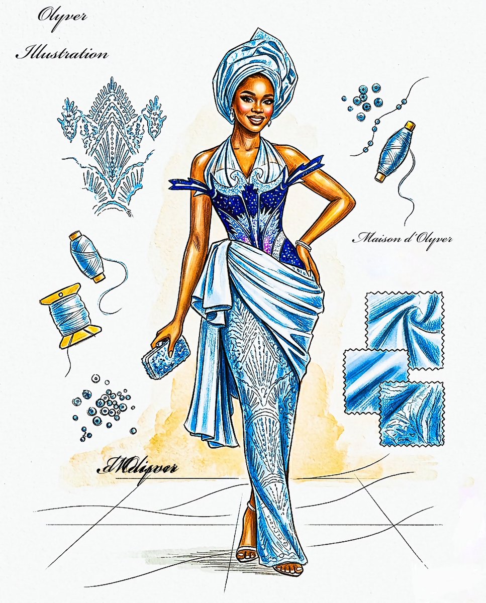 OlyverUnusual's tweet photo. Morenike
when the owambe look says everything…
illustrated this for dede 💙 @dede_ashiogwu 
#MeetTheDapsons26 https://t.co/NRRnjbQCZ2