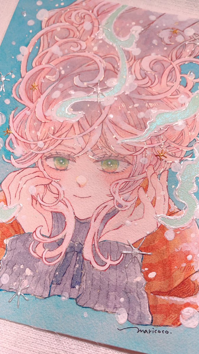 maricoco_11's tweet photo. アナログ水彩❕少しモコっと立体感も可愛いから見て欲しい…! https://t.co/sD7o83ImJv