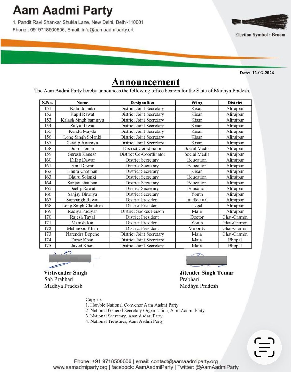 AAP Indore M.P. tweet media