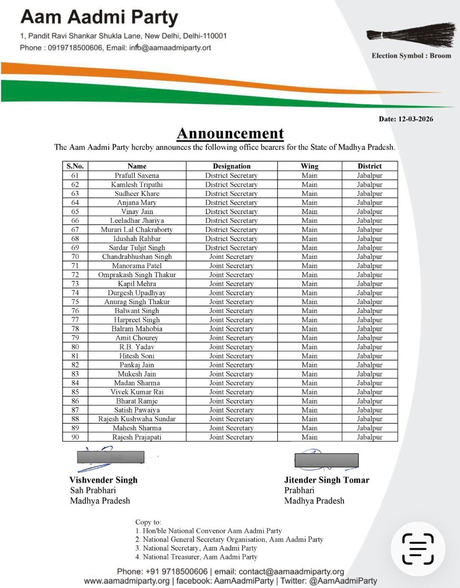 AAP Indore M.P. tweet media