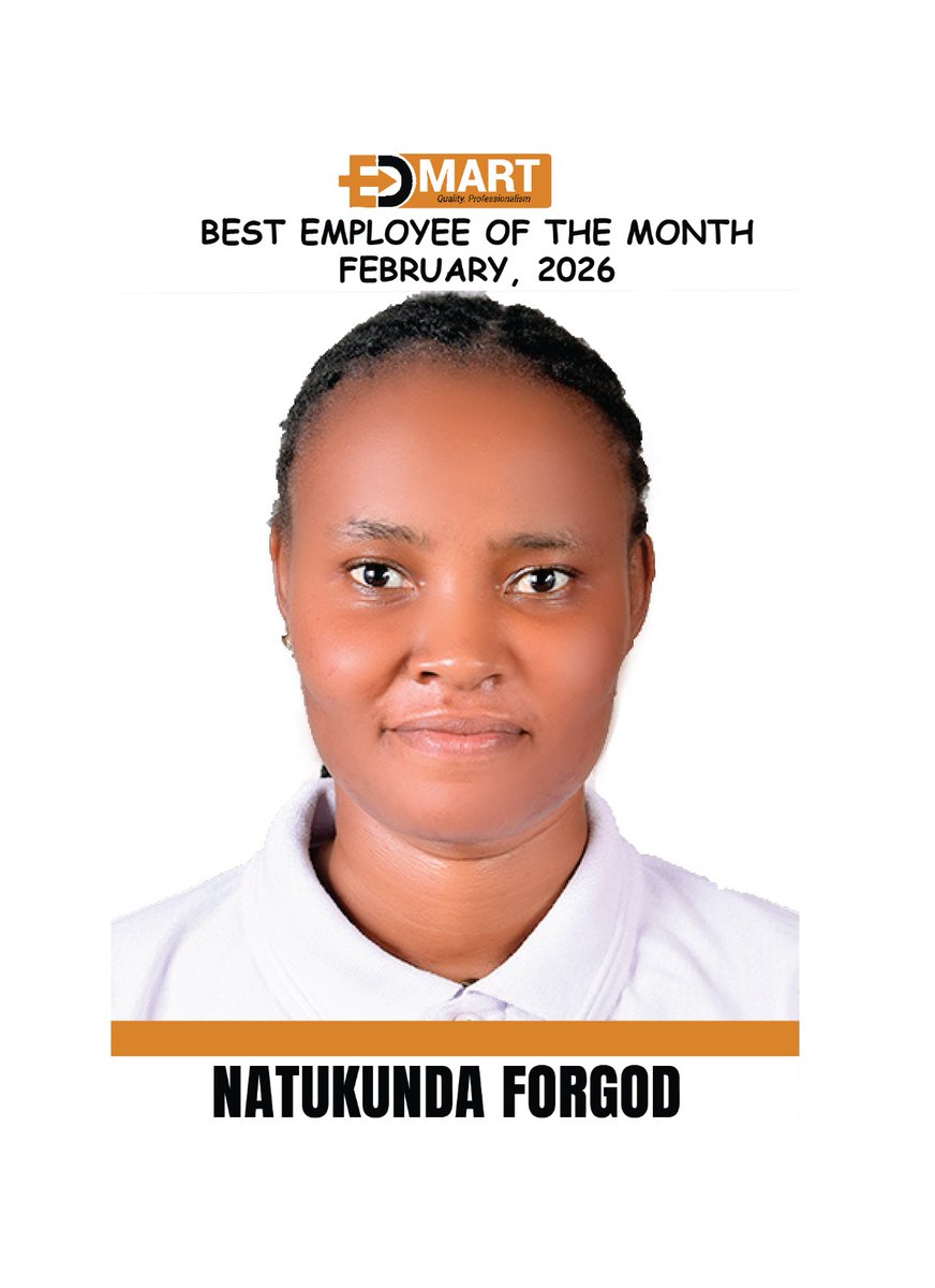 EdmartSystems's tweet photo. Best Employee of the Month: February 2026 @ForgodNatukunda . Well done our Administrator. Thank you for the outstanding performance 🥰 https://t.co/K4FIGpFAjx
