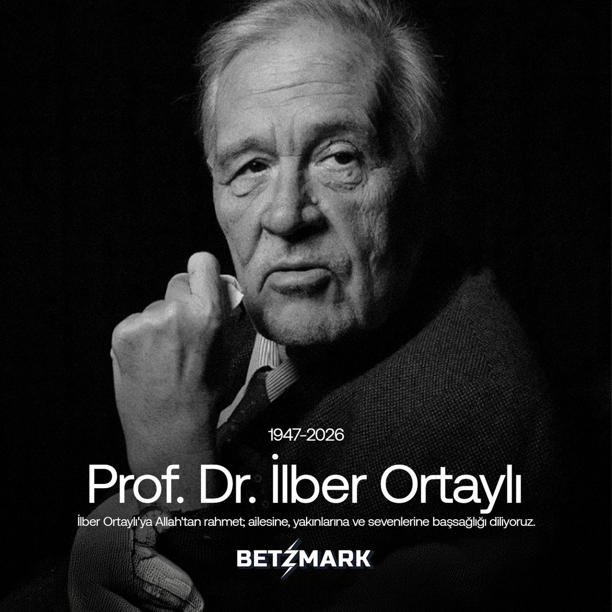 BetzmarkSocial's tweet photo. Türkiye'nin çok değerli bilim insanı, büyük tarihçi Prof. Dr. İlber Ortaylı 'yı kaybetmenin derin üzüntüsü içindeyiz.

Merhuma Allah'tan rahmet; ailesine, sevenlerine ve tüm milletimize başsağlığı dileriz. 🥀 

#İlberOrtaylı https://t.co/TLDxZZ9GpY