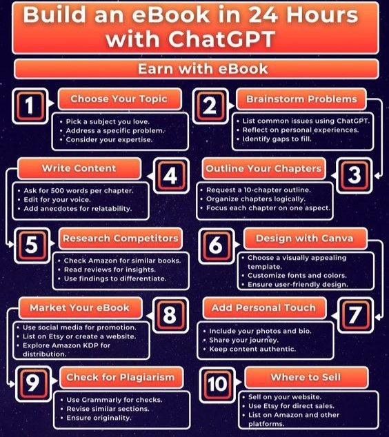 ai_logician's tweet photo. Build your first profitable eBook in 24 hours with AI.

Most people think writing a book takes months…
But with ChatGPT + simple tools, you can create and sell one in a single day.

I compiled a Step-by-Step eBook Creation Guide 📚

You will learn:
• How to find a profitable topic
• Turn ideas into a 10-chapter outline with AI
• Write content faster using ChatGPT
• Design your eBook with Canva
• Publish on Amazon, Etsy & your website
• Market your book and start earning

Perfect for beginners, creators & side hustlers.

Free for 24 hours ⏳

To get it:
1️⃣ Follow me @ai_logician
2️⃣ Like & Repost
3️⃣ Comment "EBOOK"