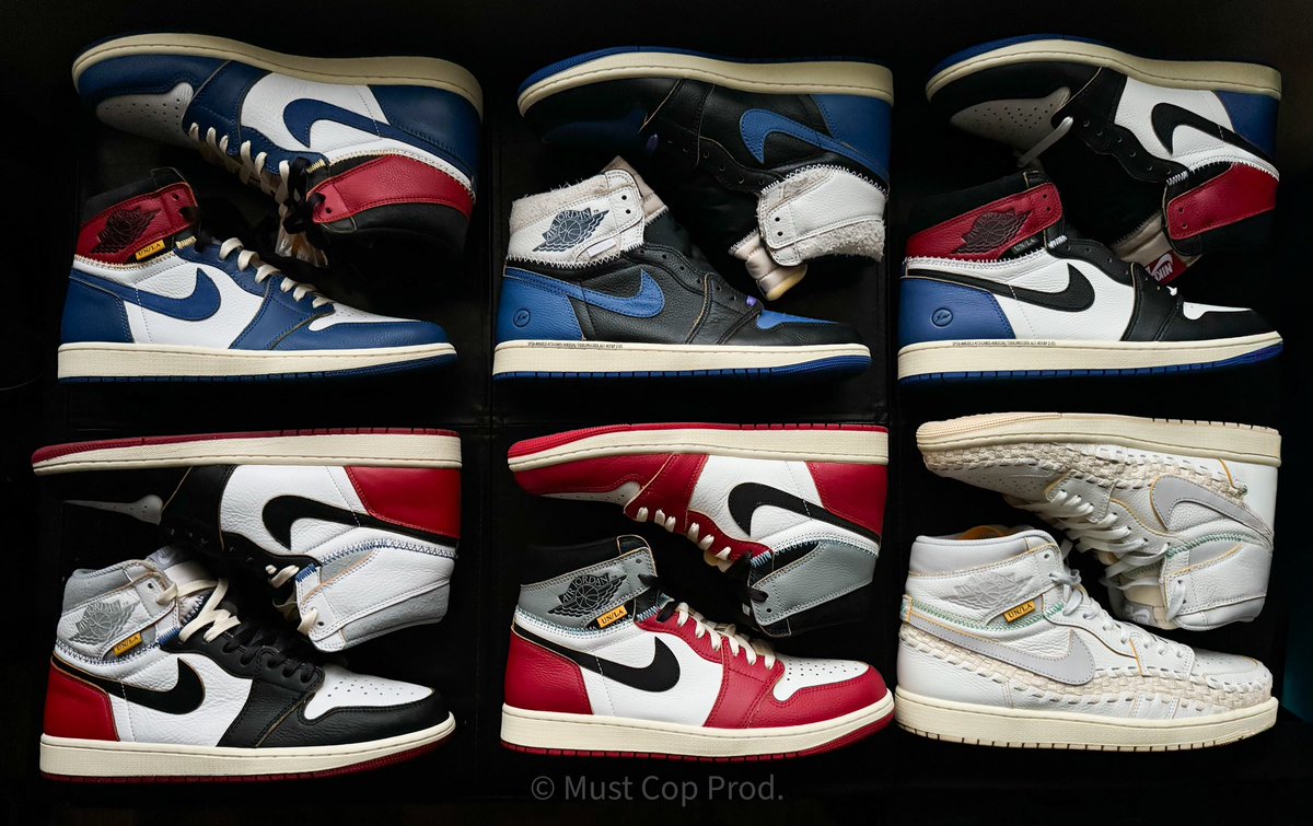 Nike Air Jordan 1 x Union + Nike Air Jordan 1 x Union x Fragment🟰👨🏽‍🍳🆙 COOK UP‼️
🤝🏽💪🏽🫡✌🏽🔥🚀✨✨✨🧨💥💥💥💥 
My ranking 1. OG Storm Blue 2. OG Black Toe 3. Sport Royal UN Frags 4. Chi-Shadows 5. Varsity Red UN Frags 6. Beauty Supply “Bephies”🤌🏽💎 6/7  YUH‼️
