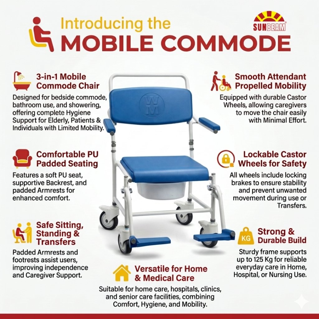 EaSunbeam53503's tweet photo. Comfort, Care &amp; Mobility – All in One.
Introducing the Mobile Commode Chair – manufactured by Sunbeam Enterprises and marketed by Mobiaid Corporation. Designed for comfort, safety, and easy mobility for elderly and patients. Ideal for home care, hospitals, and senior care . https://t.co/tNVYH4YBIu