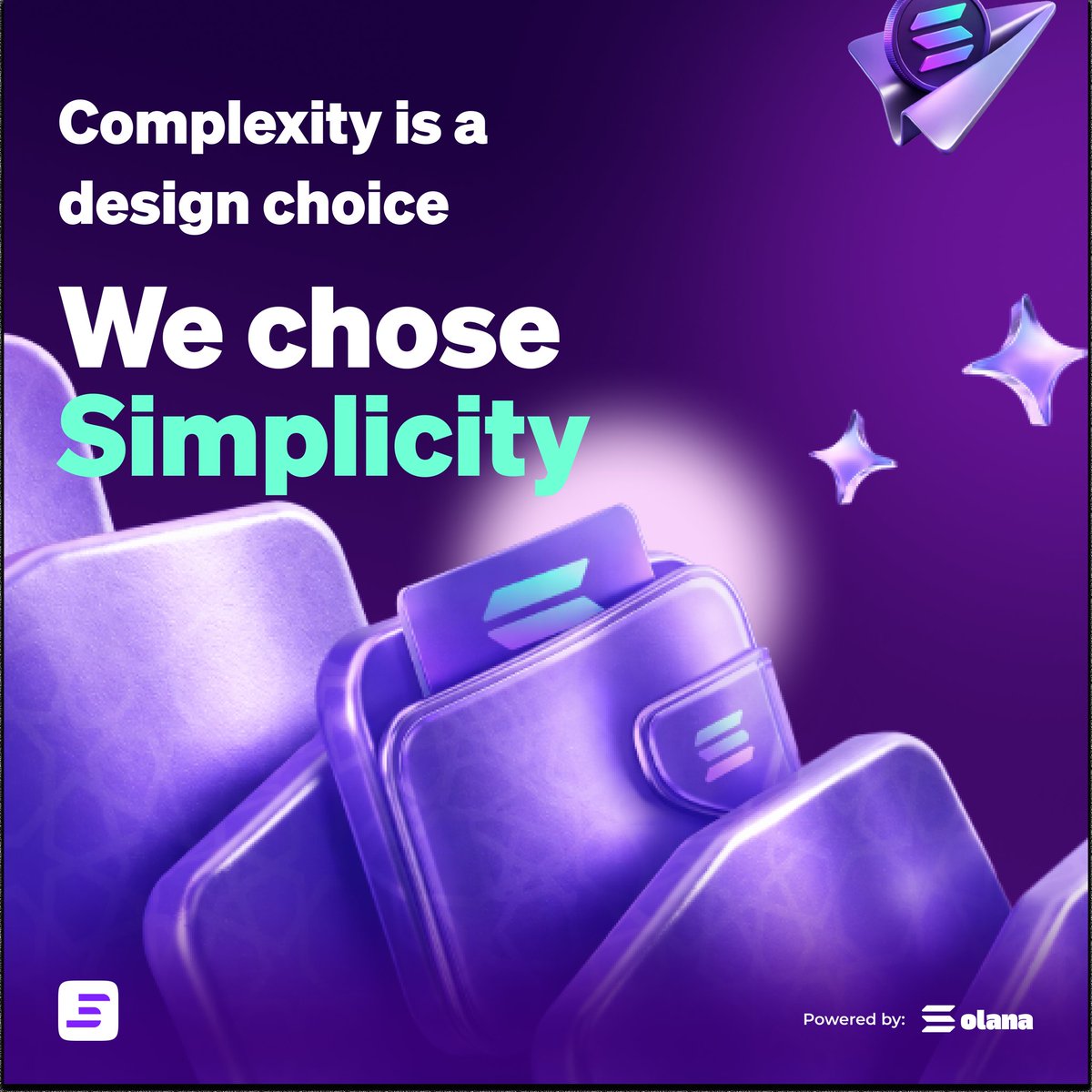 SolcialApp's tweet photo. "Crypto wallets are too complicated for normal people." 

Here’s what we changed:

✅ Wallet auto-created — no setup
✅ Token amounts in plain USD
✅ Send with a username, and an address
✅ 3-tap payments, not 10-step flows

Complexity is a design choice. We chose simplicity. https://t.co/ZfhTRx9zlE