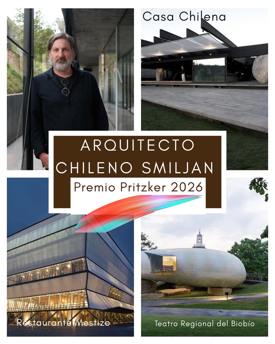 🌉Arquitecto chileno Smiljan Radić ganó Premio Pritzker 2026, algo parecido al Premio Nobel.
Desde Santiago hasta Venecia, su visión ha transformado el paisaje global. Radić no solo construye edificios; crea diálogos entre la materia, la memoria y la naturaleza. <a href="/MariaCorinaYA/">María Corina Machado</a>