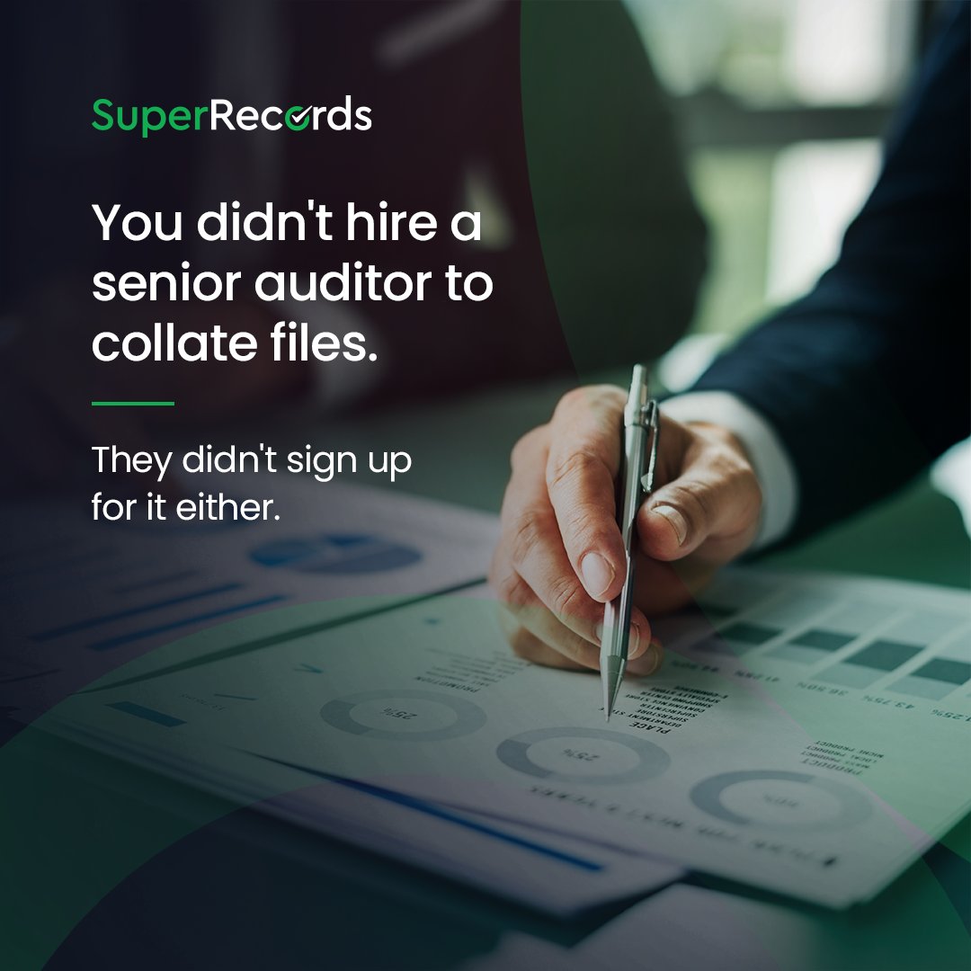 SuperRecordsAU's tweet photo. Most firms realise their audit team is overloaded after someone resigns.
Watch for the signs:
• Senior auditors doing admin
• Turnaround times slipping
• Top performers going quiet
Smart firms shift audit prep to a back-office team before burnout hits.https://t.co/3GTSz91PPh https://t.co/NjsEB0PZN3