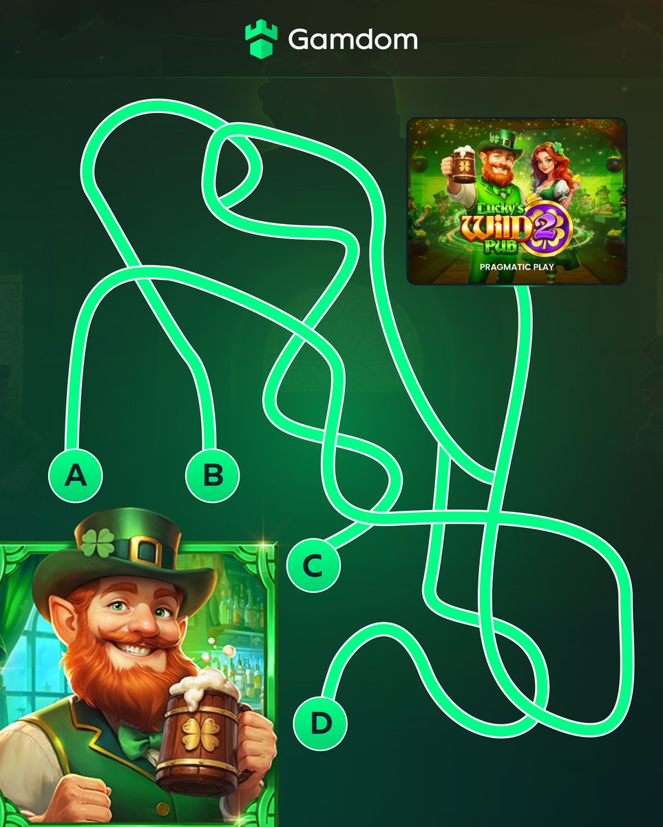 gamdom's tweet photo. Can you find your way through Lucky’s pub and unlock FREE Spins? 🍀

🍻 Comment your @gamdom userID
🍻 Like &amp; Repost
 🍻Tag a friend

*KYC Level 2 verified Gamdom users only https://t.co/zDn8VG83Ev