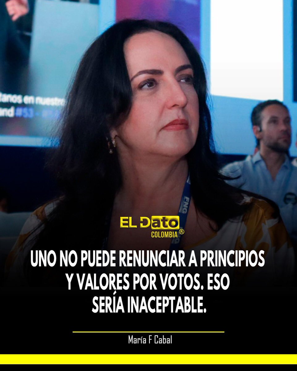 #Urgente Esto dijo María Fernanda Cabal: “Uno no puede renunciar a principios y valores por votos. Eso sería inaceptable”.
