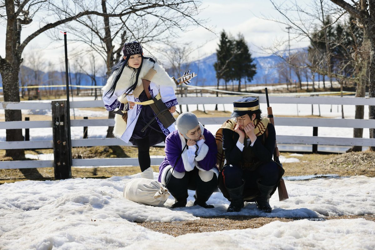 shirosuzaku's tweet photo. 【ゴールデンカムイ cos】
『春だねぇ』
杉元:ルカさん
アシㇼパ:たすくさん
白石:白朱雀
Photo by 鵬さん(@ootori30) https://t.co/HbrtaRXHiU