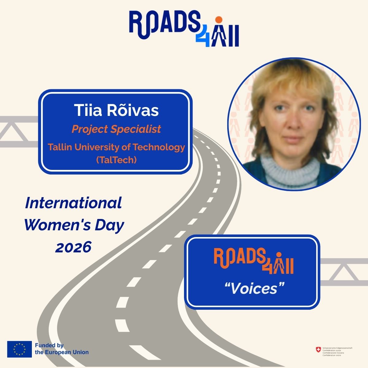 👩‍🎓 #IWD2026 | Women of Roads4All
Today we spotlight Tiia Rõivas from TalTech

💬 “Being a woman in science and innovation brings both opportunities and challenges. Increasing women’s participation will help create a more innovative and just world.”

🔗 roads4all.eu